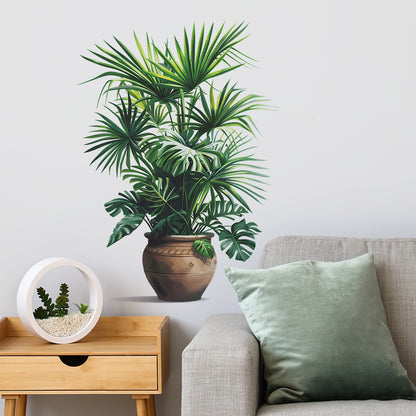 Self Adhesive Green Plant Potted Plant Simulation Flower Pot Wall Sticker for Bedroom and Living Room Decoration