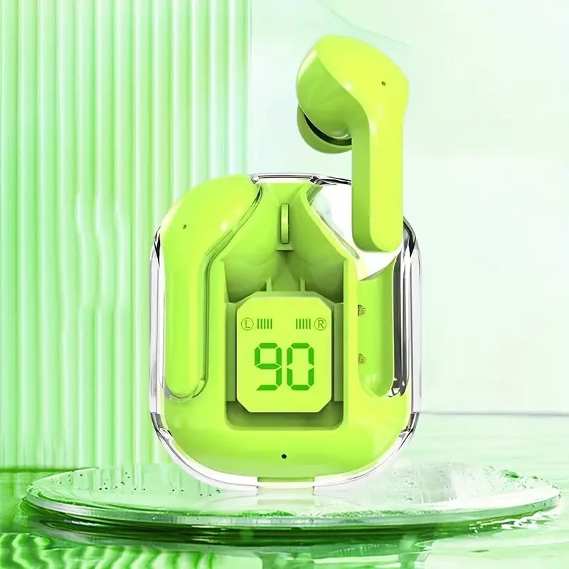Wireless Bluetooth Earphone Transparent Headphones LED Power Digital Display Stereo Sound Earphones 8