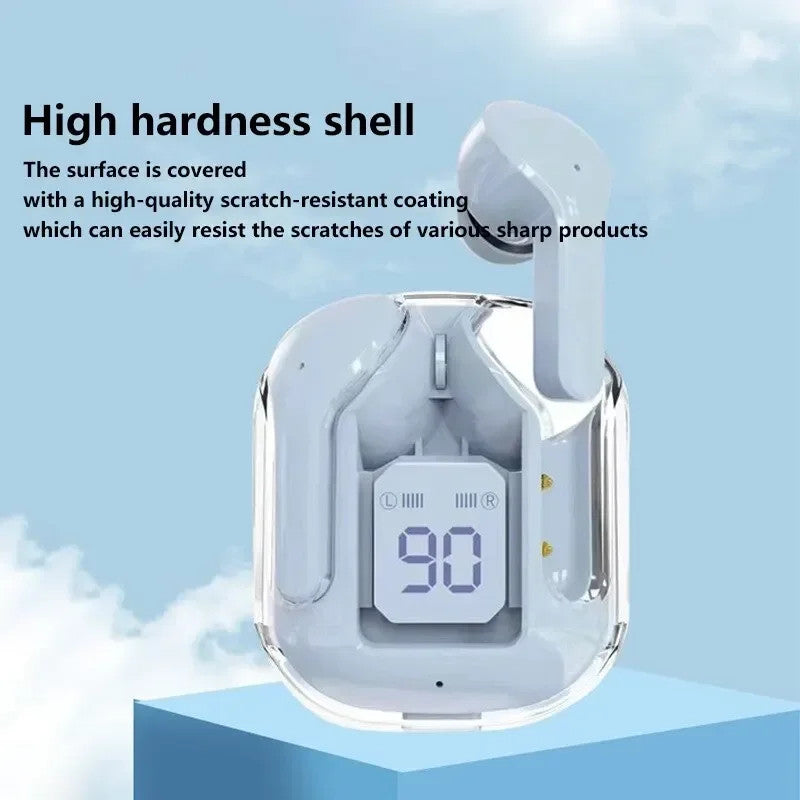 Wireless Bluetooth Earphone Transparent Headphones LED Power Digital Display Stereo Sound Earphones 5