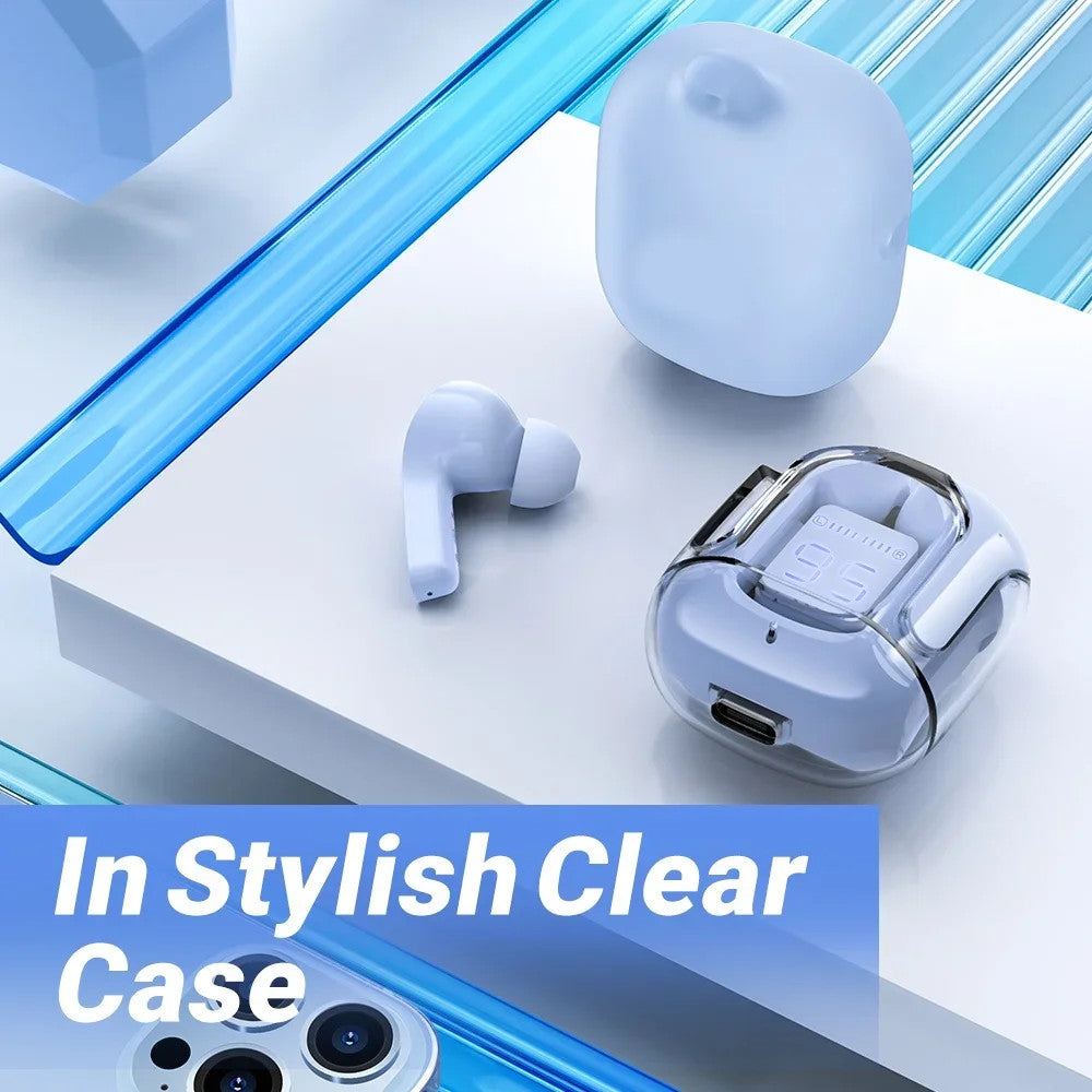 Wireless Bluetooth Earphone Transparent Headphones LED Power Digital Display Stereo Sound Earphones 6