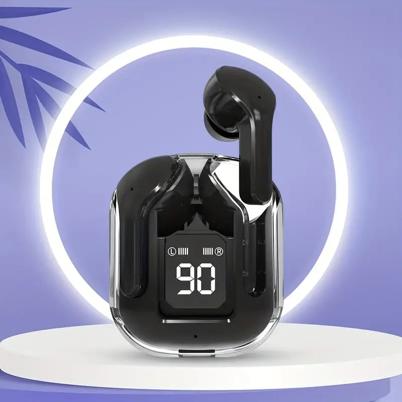 Wireless Bluetooth Earphone, Transparent Headphones, LED Power Digital Display, Stereo Sound Earphones