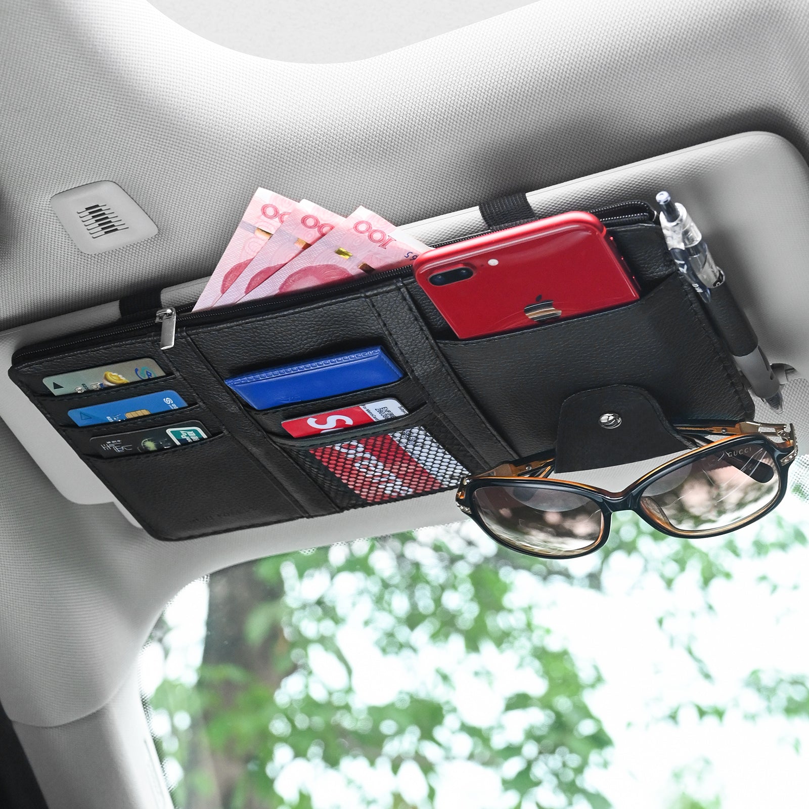 Car Organizer For Visor Bill Pen Sunglasses Clip Business Card Holder Storage Box For Car Accessori 1