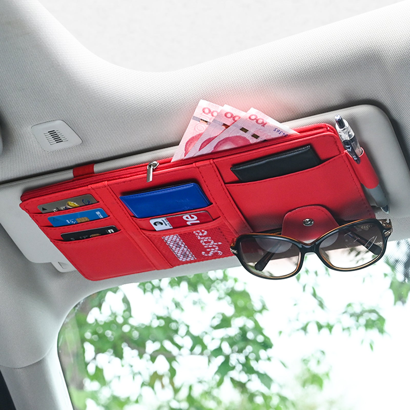 Car Organizer For Visor Bill Pen Sunglasses Clip Business Card Holder Storage Box For Car Accessori 4