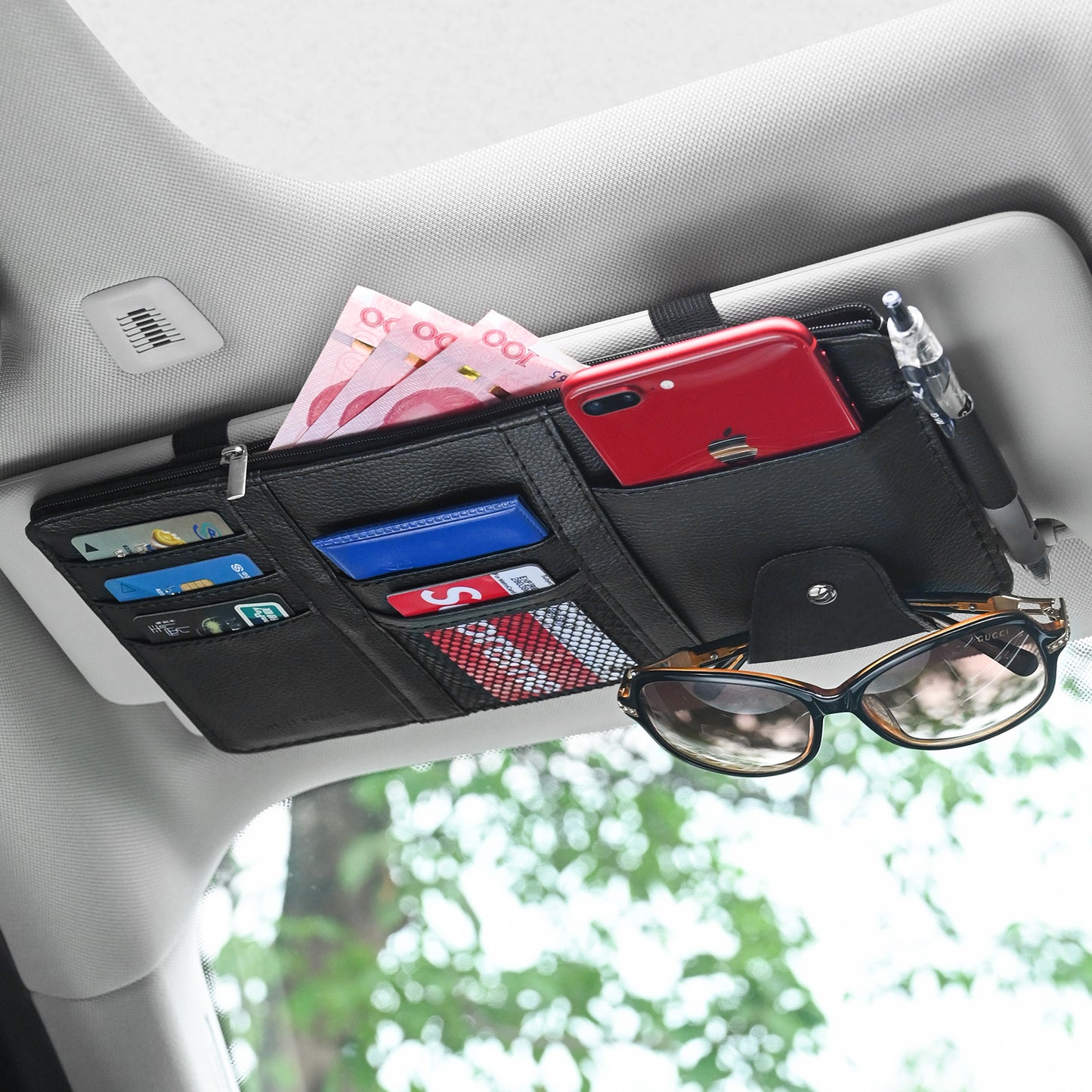 Car Organizer For Visor Bill Pen Sunglasses Clip Business Card Holder Storage Box For Car Accessori 5