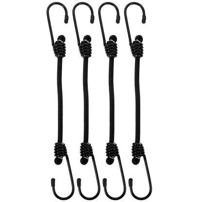 Heavy-Duty Elastic Bungee Cord Set with Rubber Hooks (4 Pack)