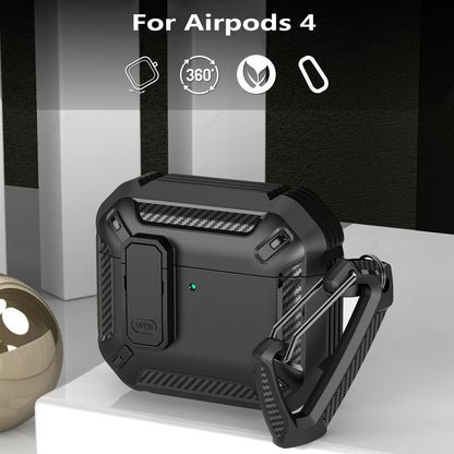 Security Lock Case For Air Pods Protective PC Cover With Hook 2