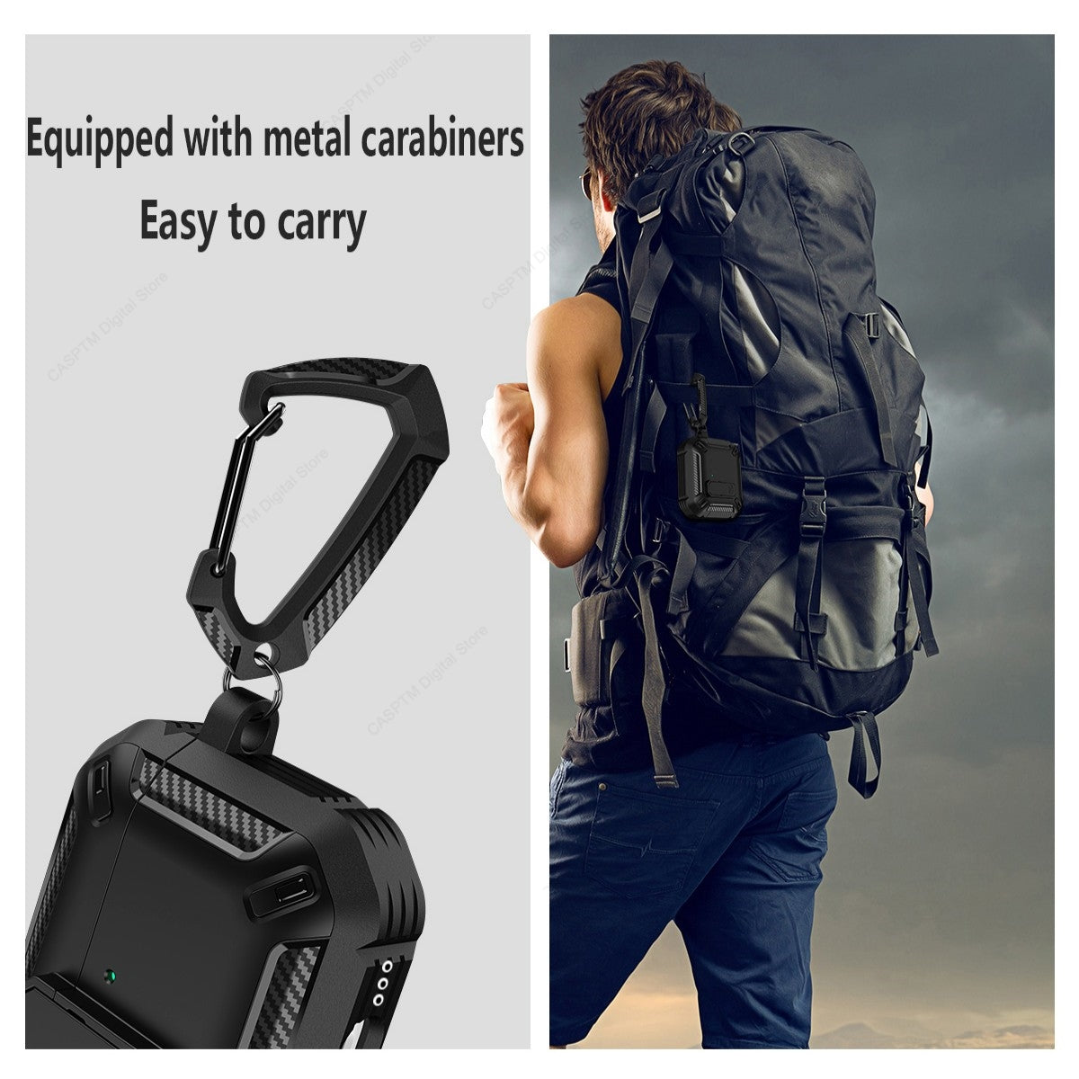 Security Lock Case For Air Pods Protective PC Cover With Hook 5
