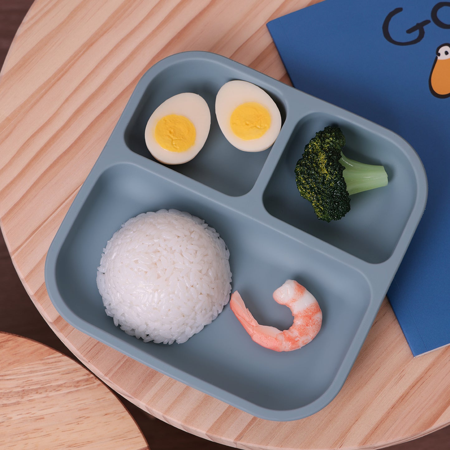 Leakproof Silicone Divided Square Plate for Kids, BPA Free Suction Baby Dish Meal Tray