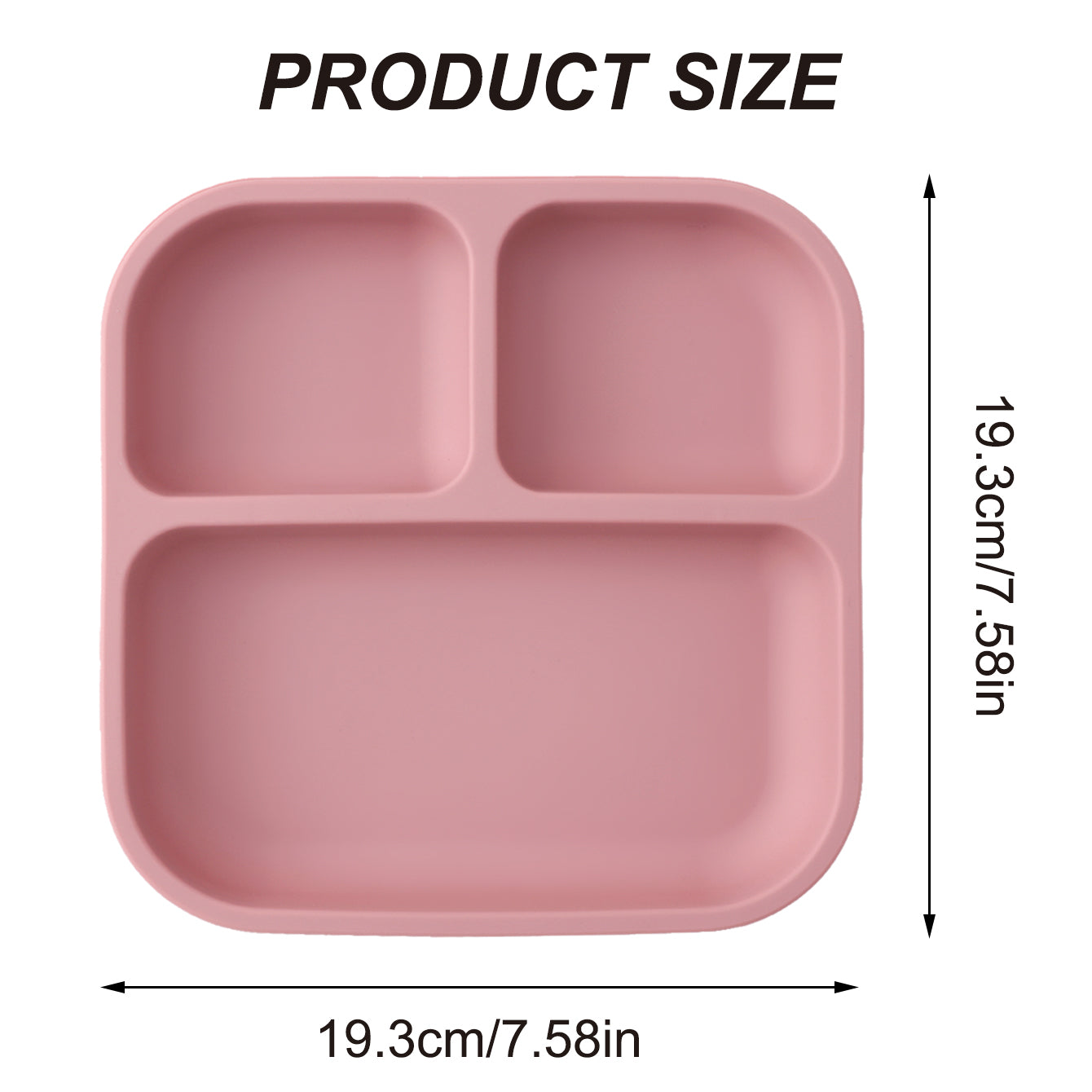 Leakproof Silicone Divided Square Plate for Kids, BPA Free Suction Baby Dish Meal Tray