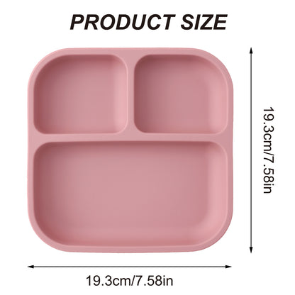 Leakproof Silicone Divided Square Plate for Kids, BPA Free Suction Baby Dish Meal Tray