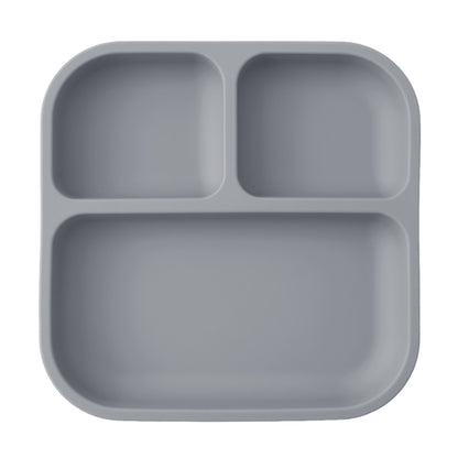 Leakproof Silicone Divided Square Plate for Kids, BPA Free Suction Baby Dish Meal Tray