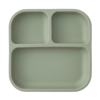 Leakproof Silicone Divided Square Plate for Kids, BPA Free Suction Baby Dish Meal Tray