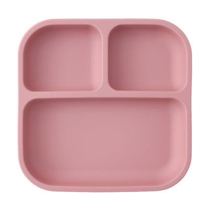 Leakproof Silicone Divided Square Plate for Kids, BPA Free Suction Baby Dish Meal Tray
