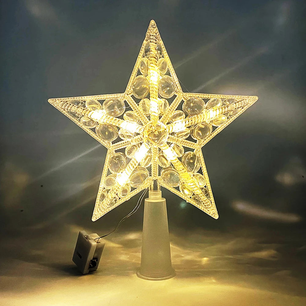Christmas Tree Decoration, LED Glowing Top Star Light, Xmas Tree Lamp for Home Party Supplies Navidad