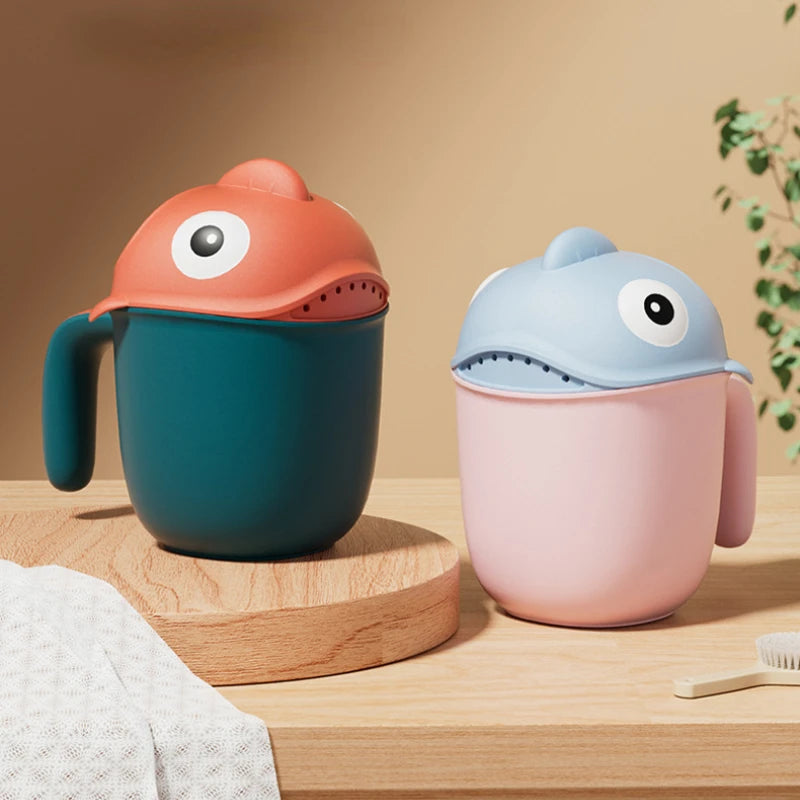 Cute Shark Baby Bath Shower Head Rinse Cup for Baby Showering and Bathing Accessories for 0-6 Year Olds