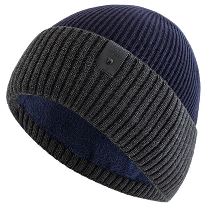 Stylish Unisex Winter Hat, Fleece Lined, Warm Beanie for Men Women, Outdoor Thicken Ski Sports Knitted Cap