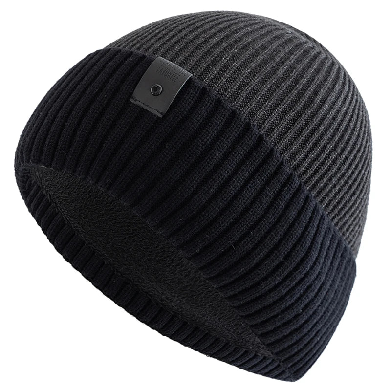 Stylish Unisex Winter Hat, Fleece Lined, Warm Beanie for Men Women, Outdoor Thicken Ski Sports Knitted Cap
