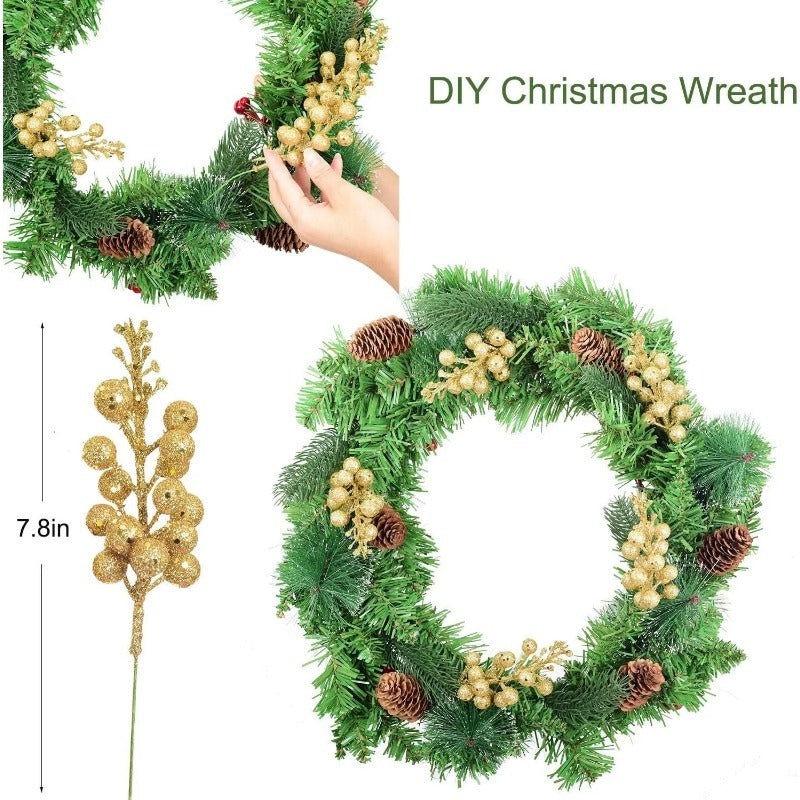 Christmas Decoration Artificial heads, Sparkling Berry Bouquet Xmas, Tree Ornaments New Year Party Supplies