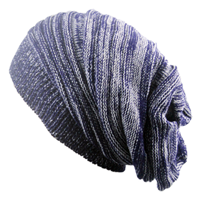Winter Warm Cotton Striped Hat Scarf Beanies for Men and Women Loose Knit Gorro Headdress