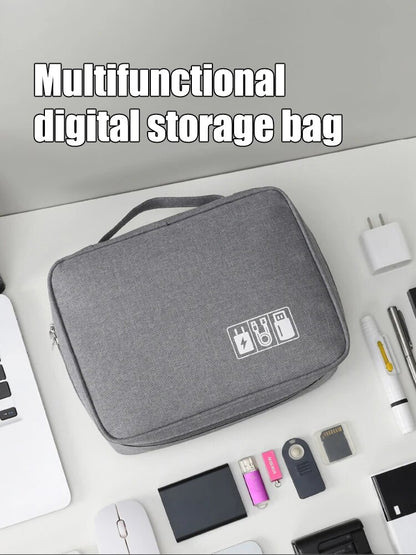 Multi-functional Digital Bag, Data Cable, Headphones, Hard Drive, Power Supply, Electronic Accessory Storage
