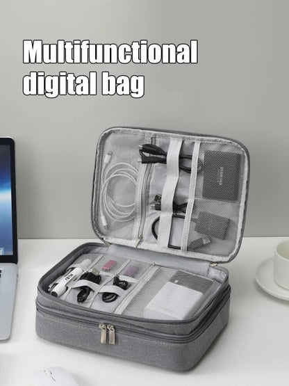 Multi-functional Digital Bag, Data Cable, Headphones, Hard Drive, Power Supply, Electronic Accessory Storage