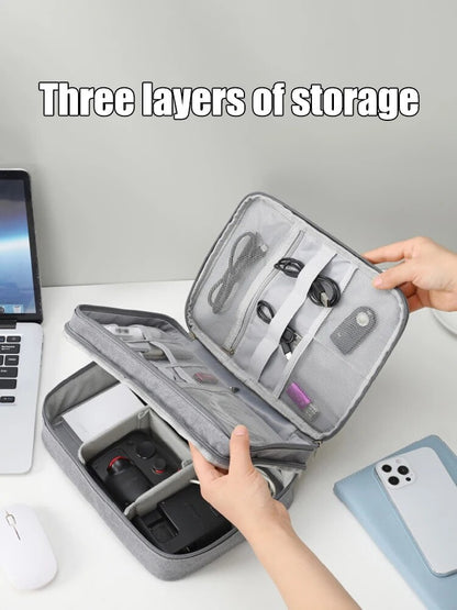 Multi-functional Digital Bag, Data Cable, Headphones, Hard Drive, Power Supply, Electronic Accessory Storage