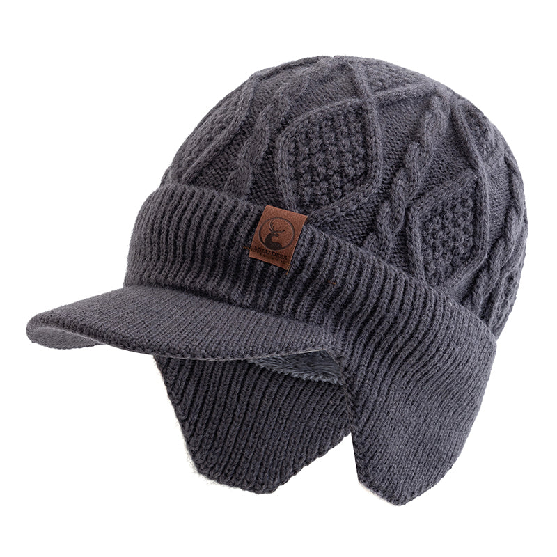 Warm Earflap Cap Stylish Unisex Beanie Hat Plush Fur Lined Winter Hat for Ski Sports Outdoors
