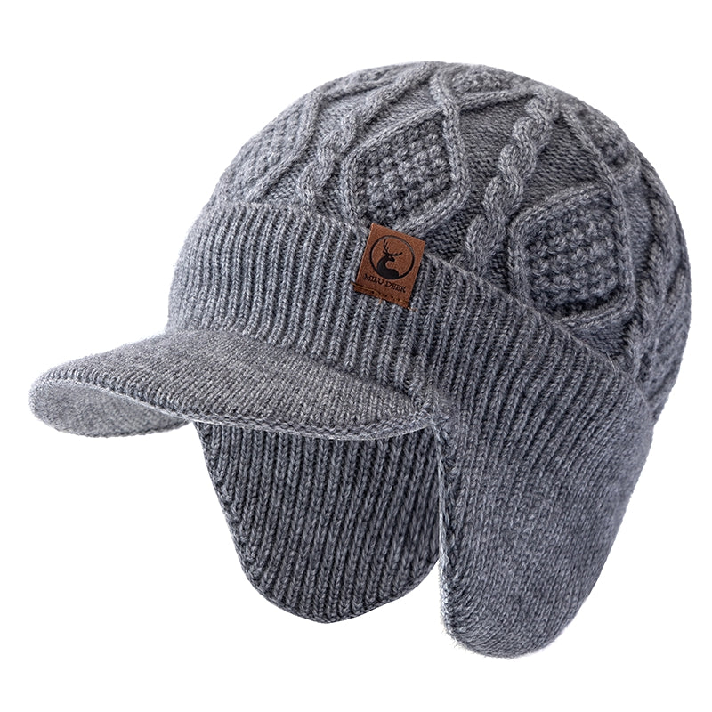 Warm Earflap Cap Stylish Unisex Beanie Hat Plush Fur Lined Winter Hat for Ski Sports Outdoors
