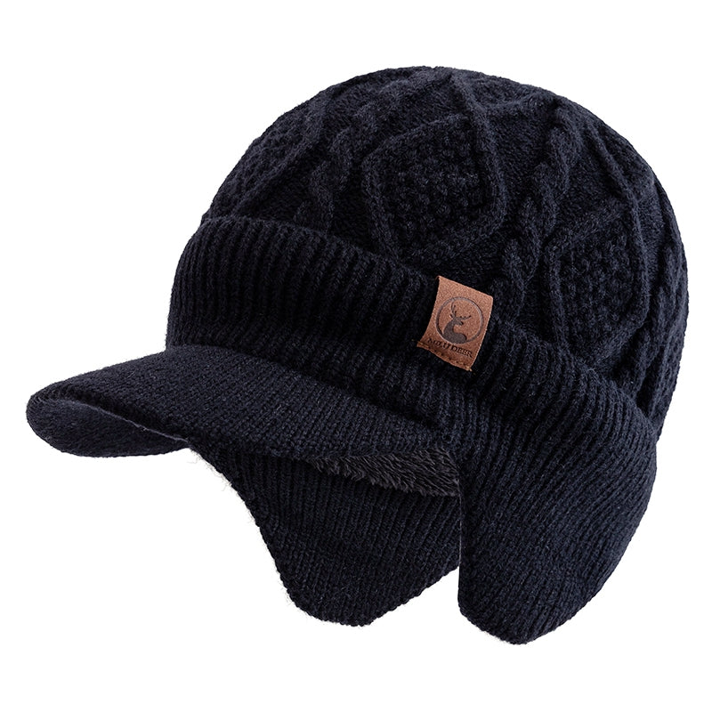 Warm Earflap Cap Stylish Unisex Beanie Hat Plush Fur Lined Winter Hat for Ski Sports Outdoors
