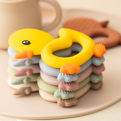 Silicone Cartoon Duck Baby Teether Toys BPA Free Teether For Baby Soft Baby Accessories Teething Ch 1