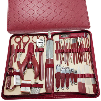 Stainless Steel Manicure Set With Zipper Leather Bag Nail Clipper Kit For Fingernails And Toenails  1
