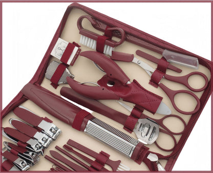 Stainless Steel Manicure Set With Zipper Leather Bag Nail Clipper Kit For Fingernails And Toenails  2