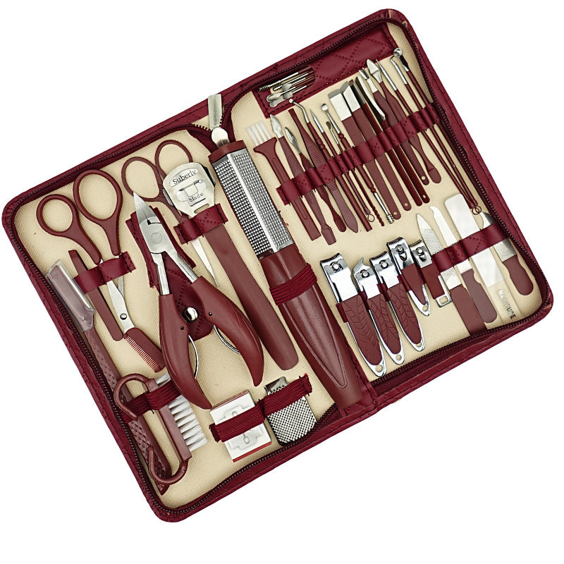 Stainless Steel Manicure Set With Zipper Leather Bag Nail Clipper Kit For Fingernails And Toenails  4