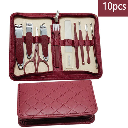 Stainless Steel Manicure Set With Zipper Leather Bag Nail Clipper Kit For Fingernails And Toenails  6