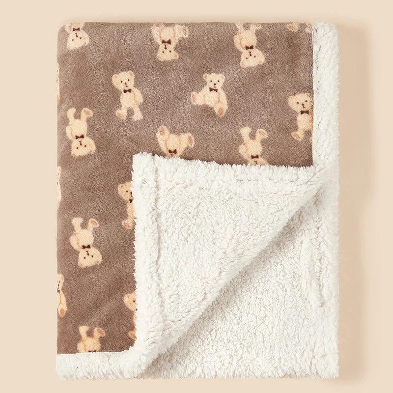 Baby Swaddle Wrap, Winter Baby Blanket, Soft Flannel Lamb Fleece Quilt for Newborn