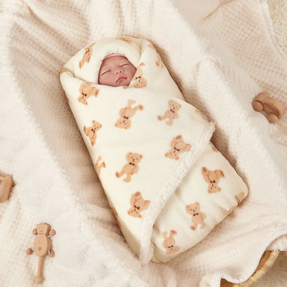 Baby Swaddle Wrap Winter Baby Blanket Soft Flannel Lamb Fleece Quilt For Newborn 3