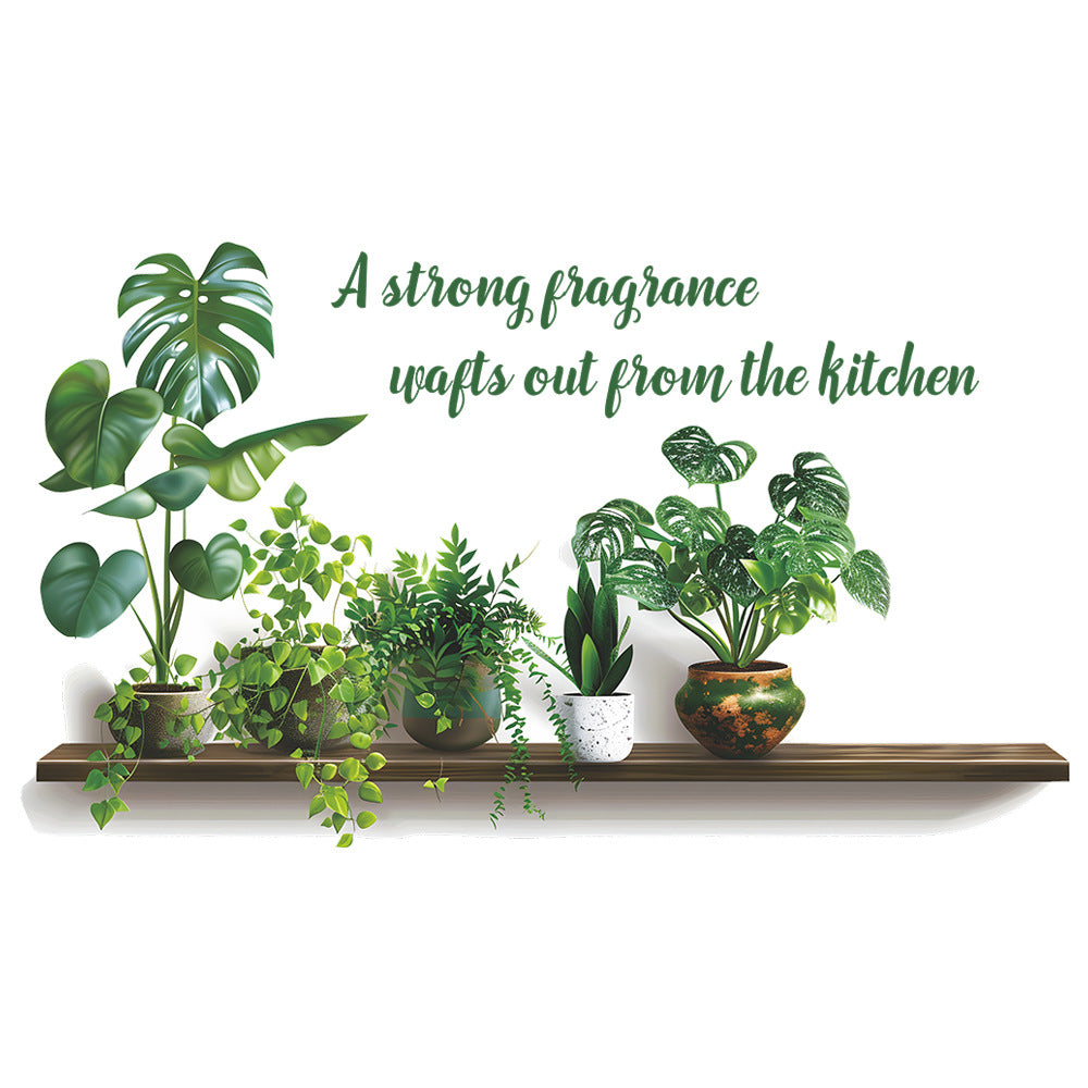 SelfAdhesive Removable Wall Art Plant Potted Kitchen Slogan Stickers Home Decoration Accessories 1
