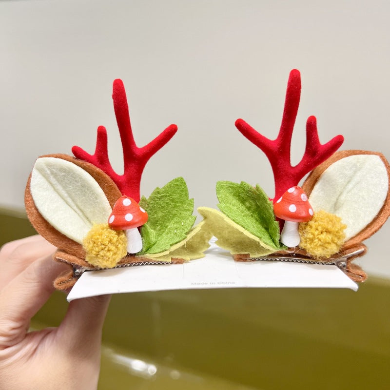 Kawaii Christmas Ear Hair Clip Santa Snowman Xmas Party Barrettes For Kids Cosplay Headwear 4