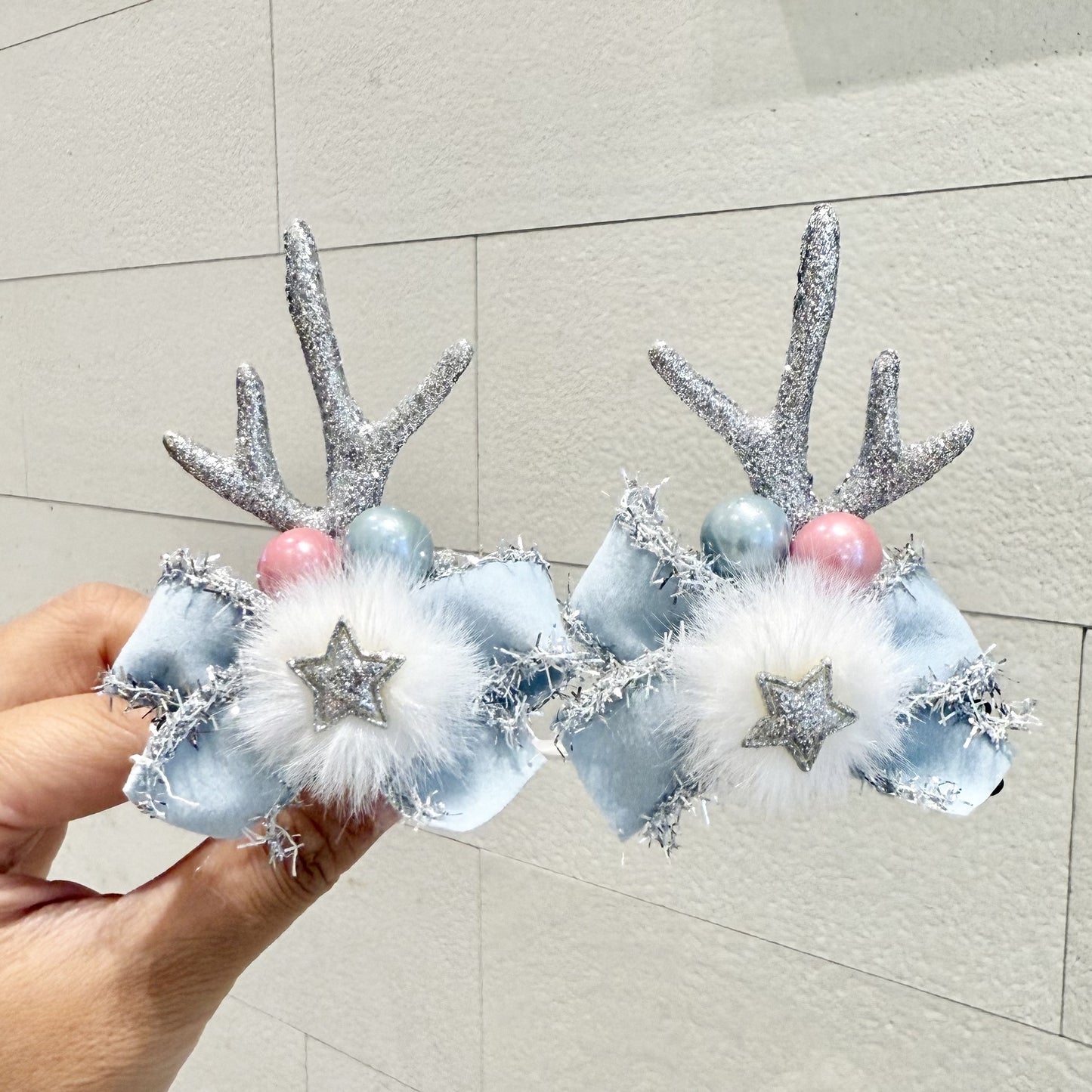 Kawaii Christmas Ear Hair Clip Santa Snowman Xmas Party Barrettes For Kids Cosplay Headwear 8