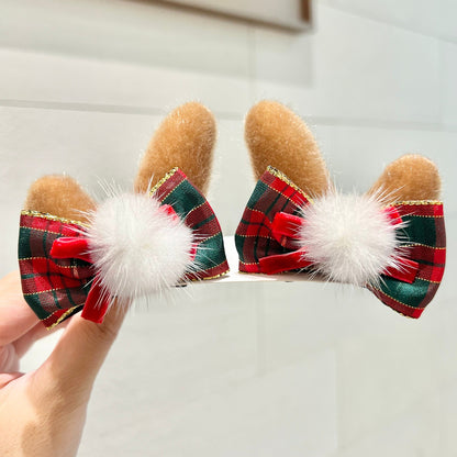 Kawaii Christmas Ear Hair Clip Santa Snowman Xmas Party Barrettes For Kids Cosplay Headwear 11