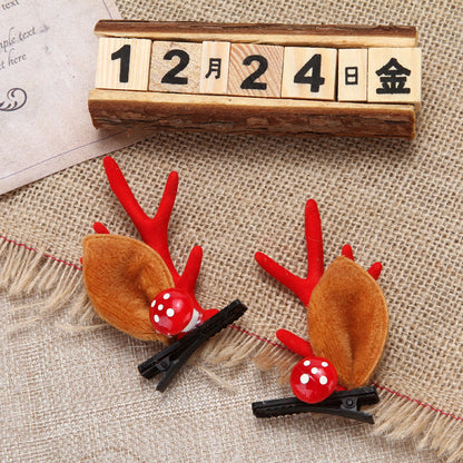 Kawaii Christmas Ear Hair Clip Santa Snowman Xmas Party Barrettes For Kids Cosplay Headwear 20