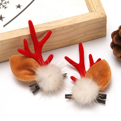 Kawaii Christmas Ear Hair Clip Santa Snowman Xmas Party Barrettes For Kids Cosplay Headwear 23