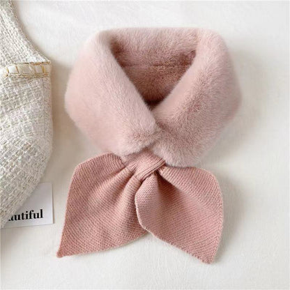 All-Match Knitted Scarf for Women, Soft Winter Shawl, Female Cross Straps Neck Scarf, Sweet Girls Autumn Winter Scarf