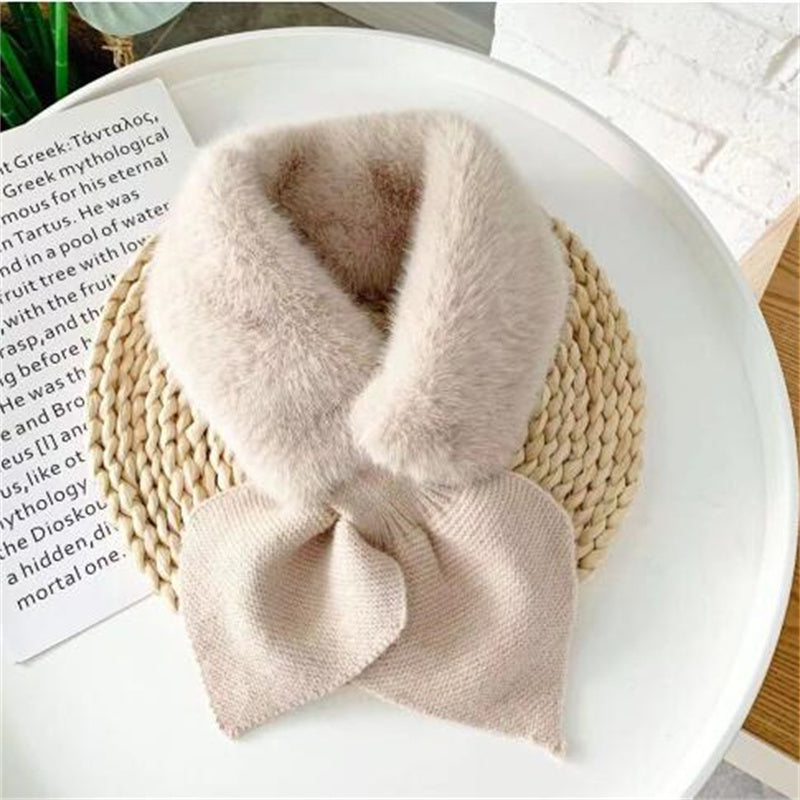 All-Match Knitted Scarf for Women, Soft Winter Shawl, Female Cross Straps Neck Scarf, Sweet Girls Autumn Winter Scarf