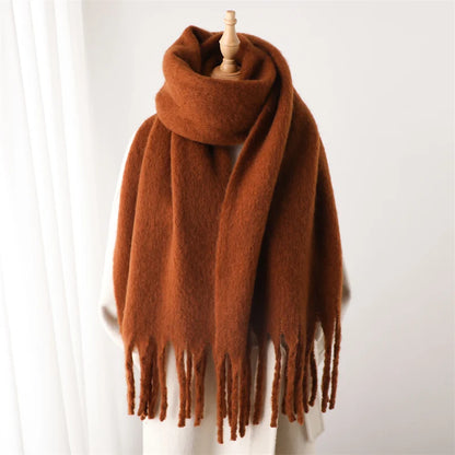Cashmere Winter Scarf For Women Soft Thick Blanket Shawl With Tassels 3