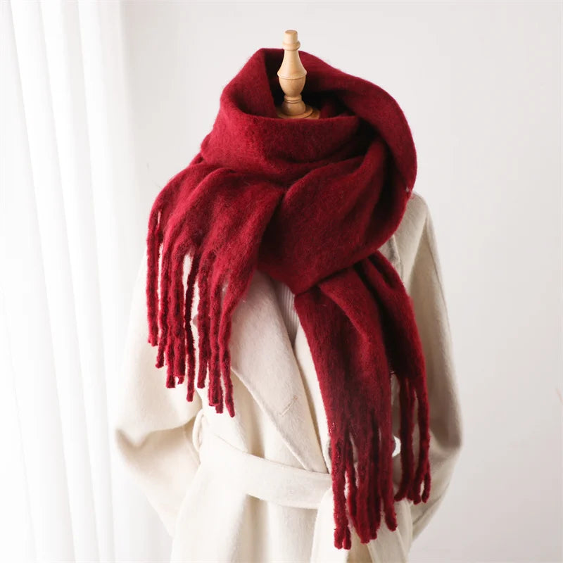 Cashmere Winter Scarf For Women Soft Thick Blanket Shawl With Tassels 13
