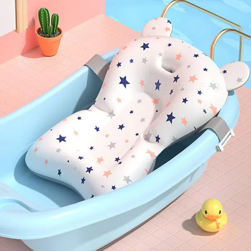 Adjustable Newborn Bathing Cushion, Infant Safety Net Hammock, Baby Bath Support Pad Foldable Floating Seat for Tub
