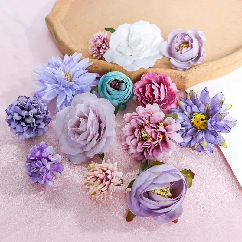 Mixed Artificial Flowers, Silk Rose Fake Flowers for Home, Wedding Decoration, DIY Craft Garland Bouquet Accessory