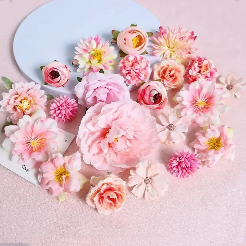 Mixed Artificial Flowers, Silk Rose Fake Flowers for Home, Wedding Decoration, DIY Craft Garland Bouquet Accessory