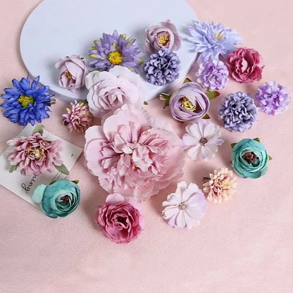 Mixed Artificial Flowers, Silk Rose Fake Flowers for Home, Wedding Decoration, DIY Craft Garland Bouquet Accessory